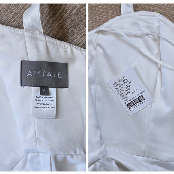 Amsale Custom Bridal Dress Chiffon Wedding Gown Floor-Length Sz 4 New with Tags - Picture 16 of 16